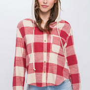 Hooded Plaid Top