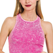 Washed Ribbed Seamless Cropped Tank Top