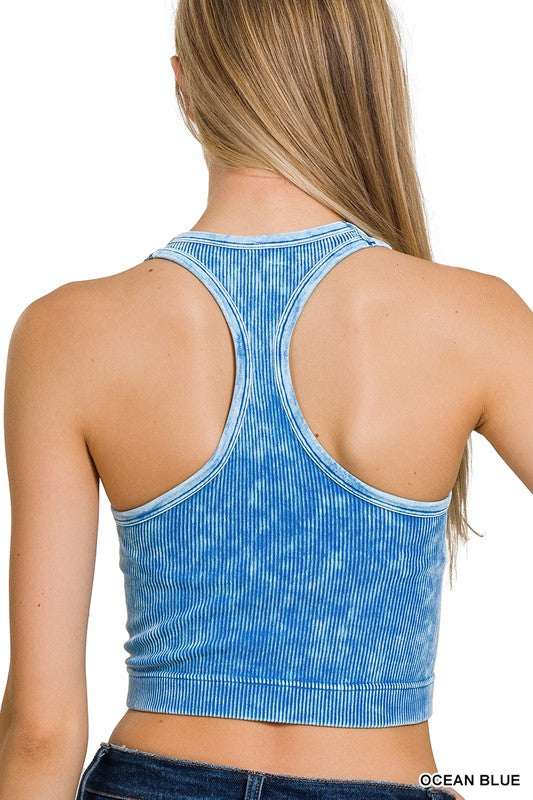Washed Ribbed Seamless Racerback Tank top
