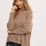 CREWNECK  SLOUCHY STRIPE TOP