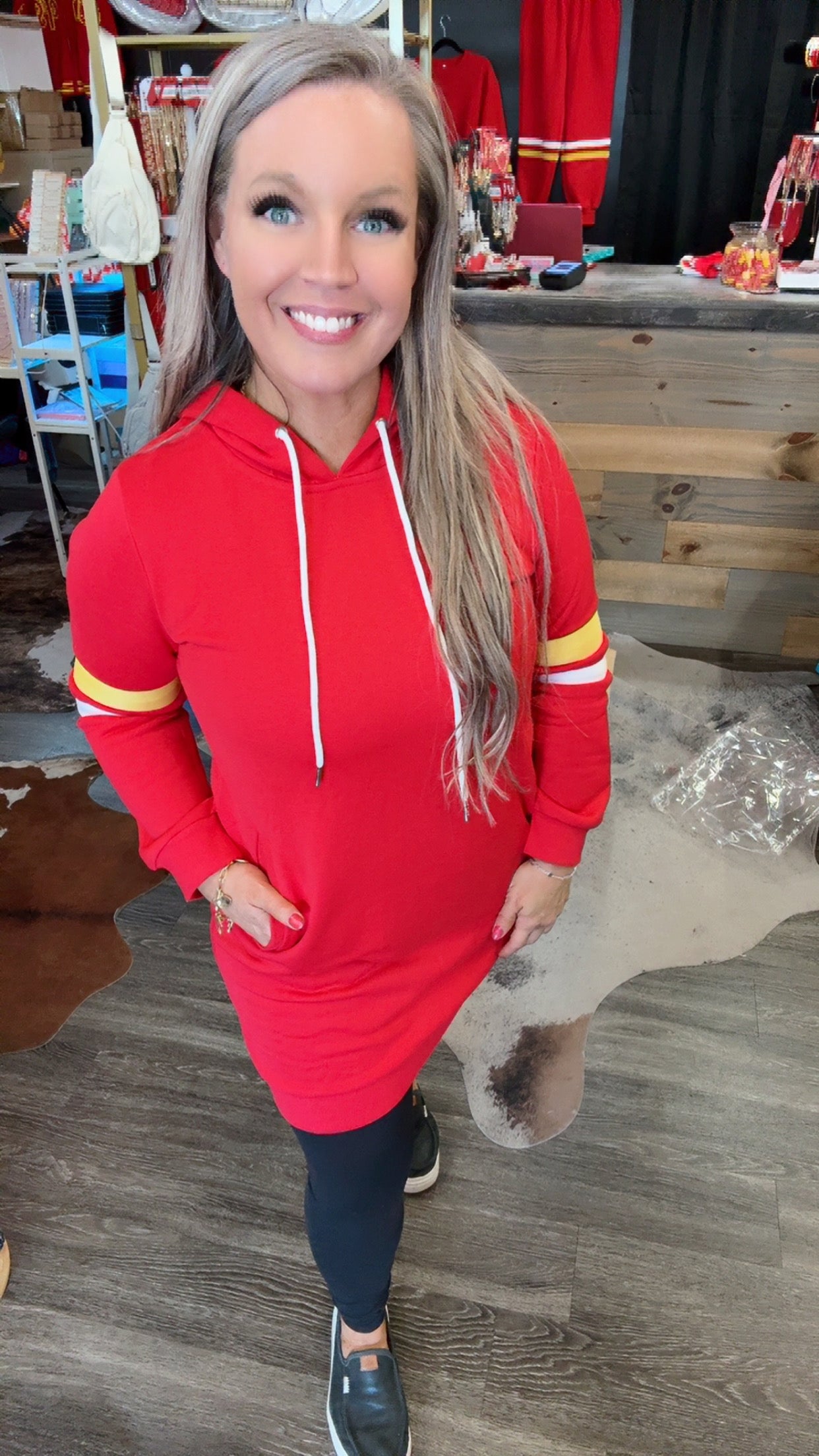 No Fumble Hooded Sweatshirt Dress
