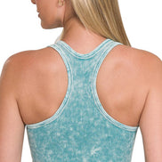 Washed Ribbed Seamless Racerback Tank top