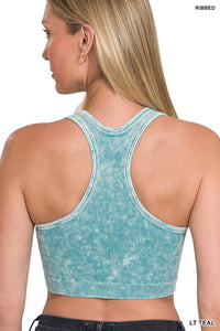 Washed Ribbed Seamless Racerback Tank top