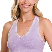 Washed Ribbed Seamless Racerback Tank top