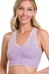 Washed Ribbed Seamless Racerback Tank top