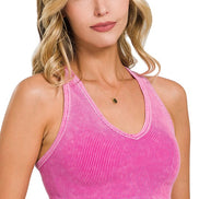 Washed Ribbed Seamless Racerback Tank top