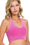 Washed Ribbed Seamless Racerback Tank top