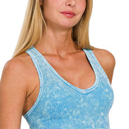 Washed Ribbed Seamless Racerback Tank top
