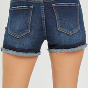 Sadie Cuffed Dark Wash Risen Denim Shorts