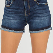Sadie Cuffed Dark Wash Risen Denim Shorts