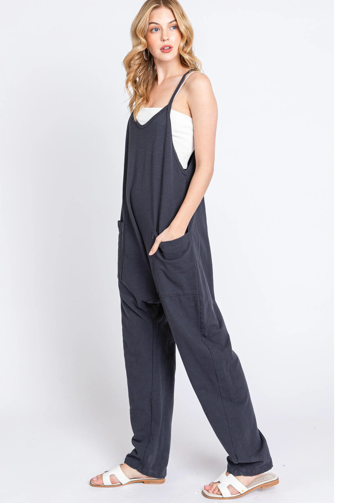 Terry Cloth jumpsuit with front patch pockets