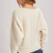 WIDE NECK OVERSIZED PULLOVER KNIT SWEATER