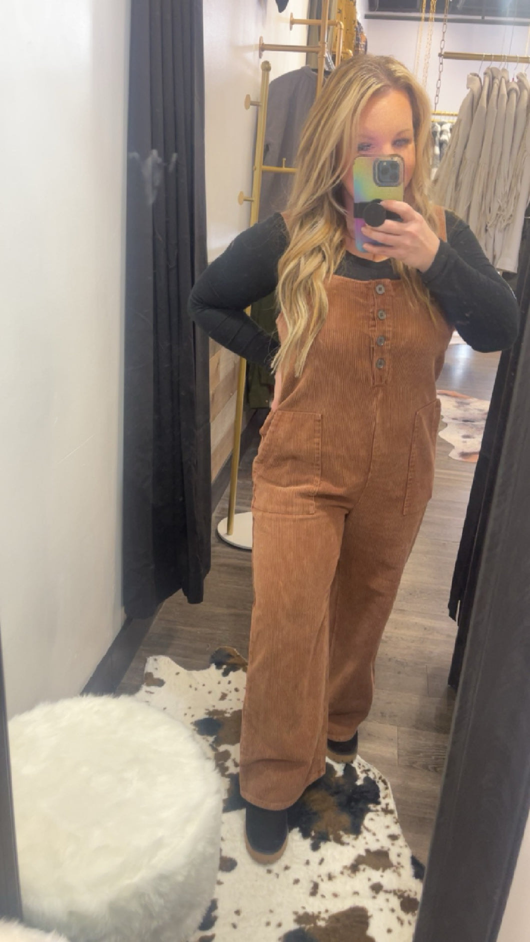 Vintage Washed Button Up Front Corduroy Overalls