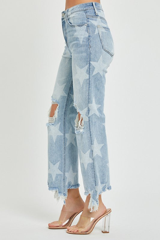 ViVi High Rise Star Design Risen Denim Jeans