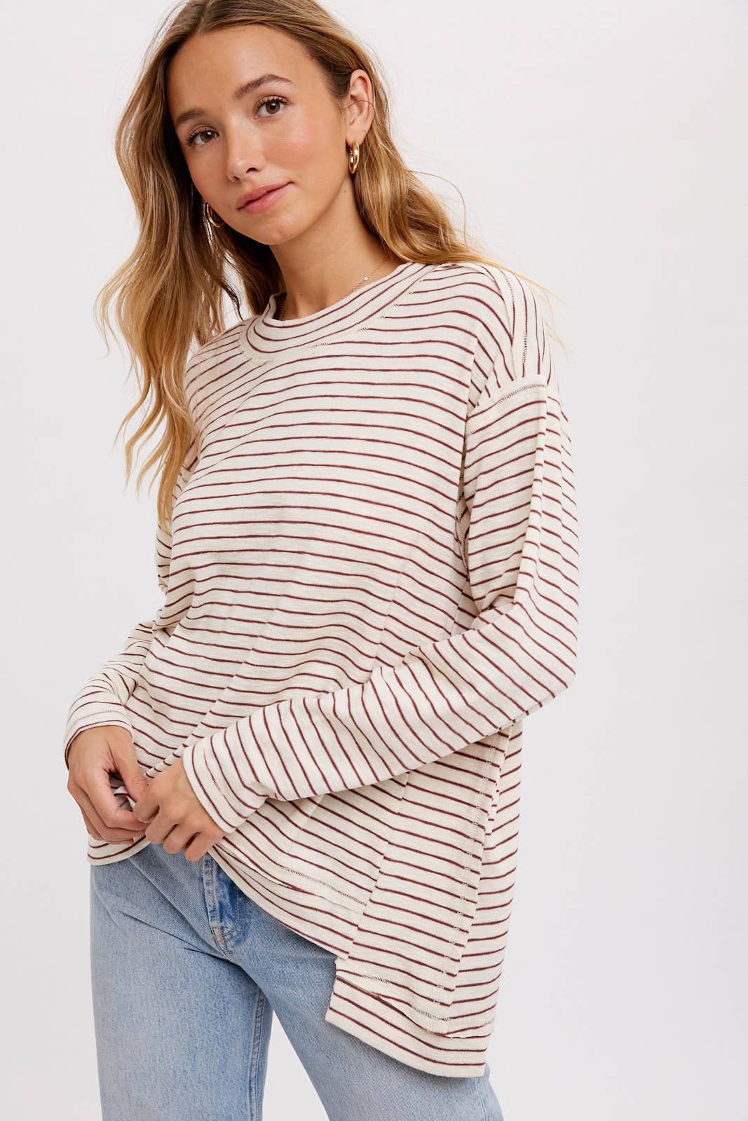 CREWNECK  SLOUCHY STRIPE TOP