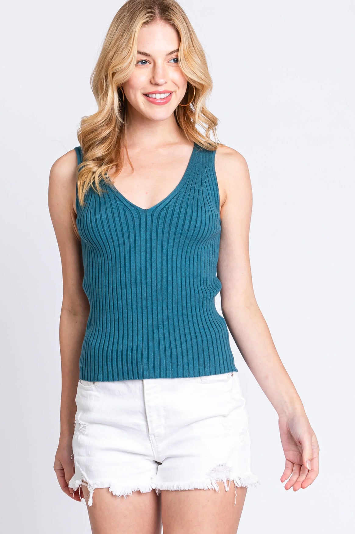 Ribbed V-Neck Sweater Tank