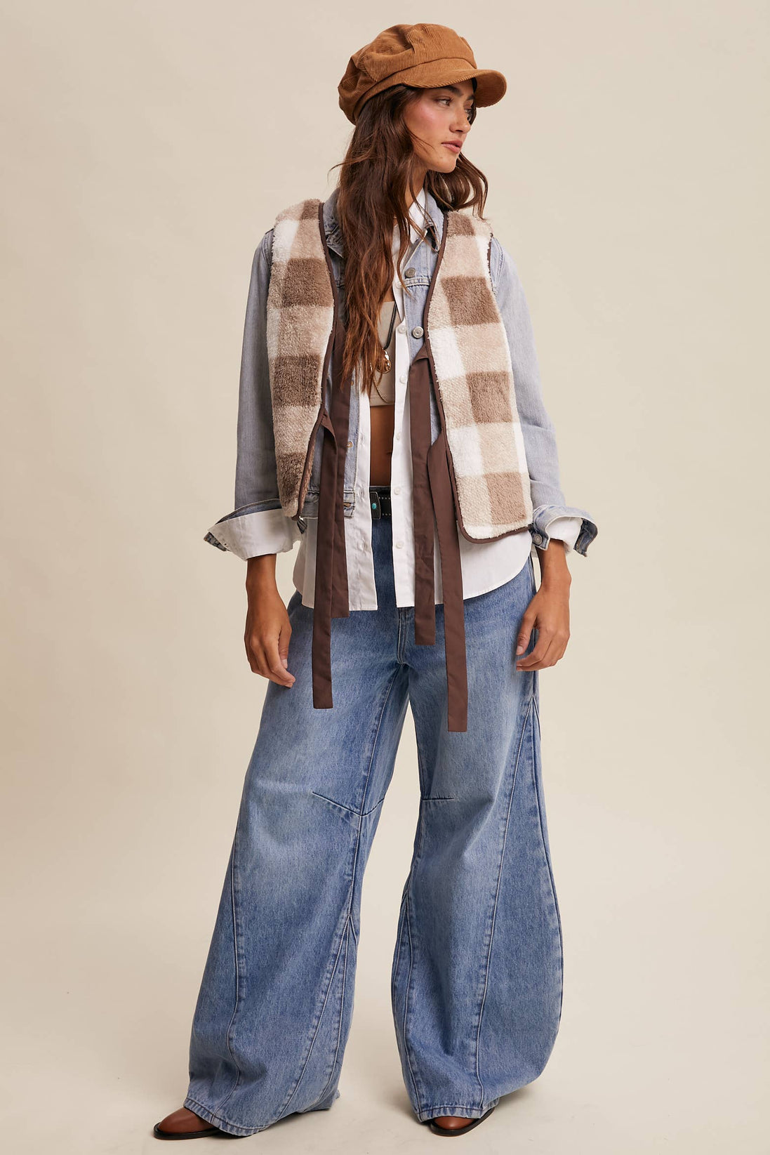 Reversible Tie-Front Fuzzy Vest