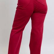 JUDY BLUE Heart Shaped Back Pockets High Waisted 90's Straight- PLUS