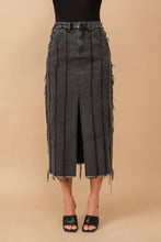 Load image into Gallery viewer, Distressed Seam Slit at Front Maxi Denim Skirt
