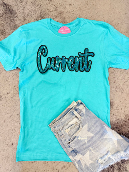 Current Tee w/Sequin patch