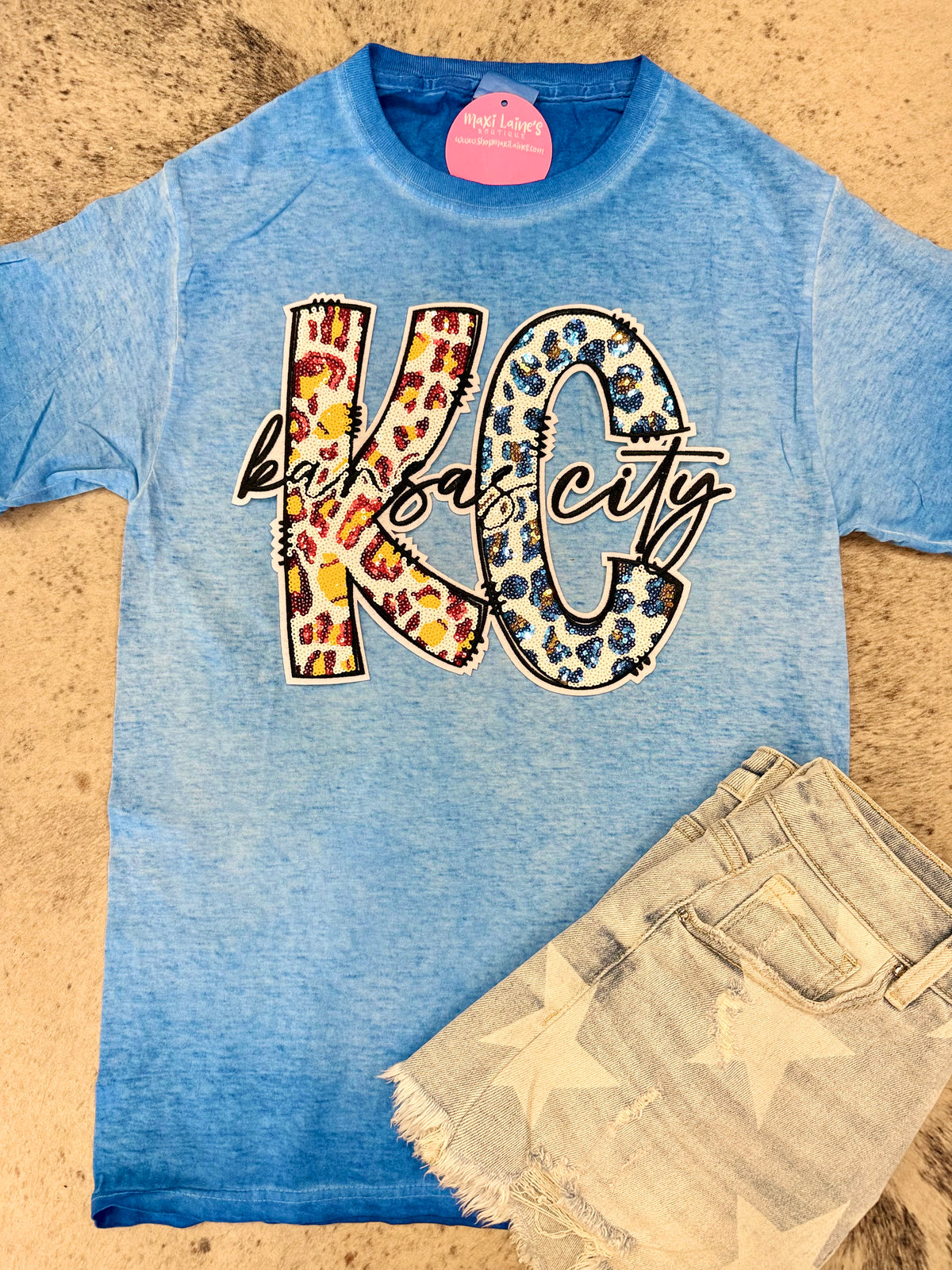 KC Combo Chiefs and Royals Tee w/Sequin Patch