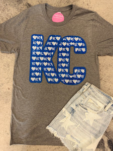 KC and Heart Royals Tee w/Sequin Patch