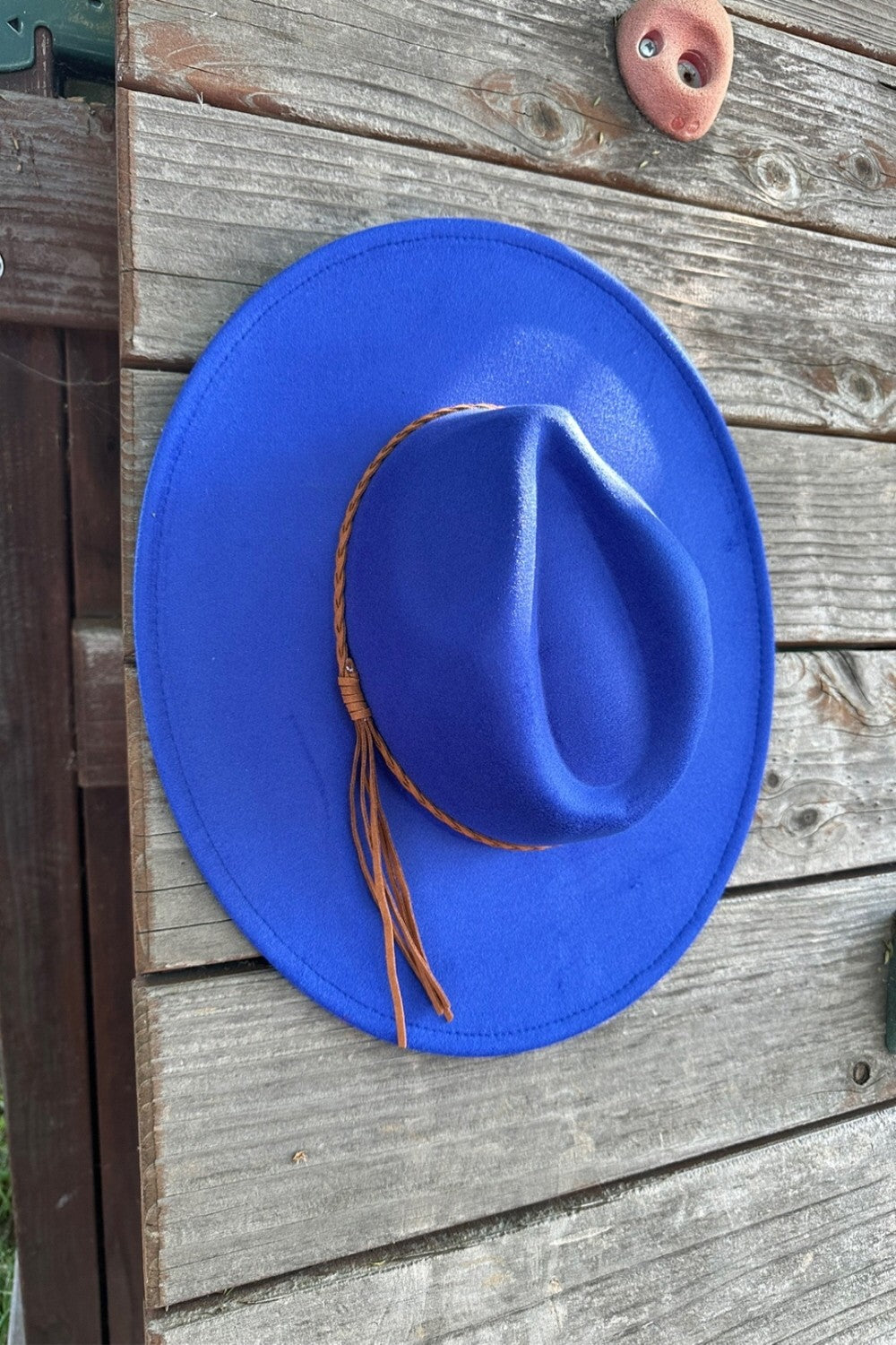 Wide Brim Felt Hat w/Braided Rope Band