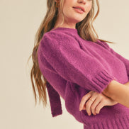 Short Sleeve Sweater with Mock Neck