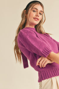 Short Sleeve Sweater with Mock Neck