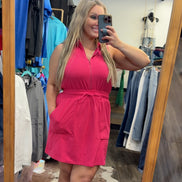 Luxeknit Mini Dress w/Drawstring Tie (Hot Pink)