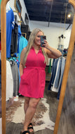 Luxeknit Mini Dress w/Drawstring Tie (Hot Pink)