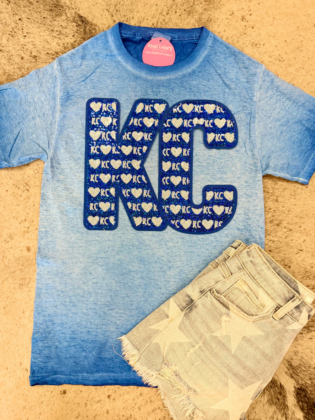 KC Heart Royals Tee w/Sequin Patch