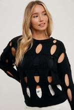 Load image into Gallery viewer, Open Knit Black Sweater

