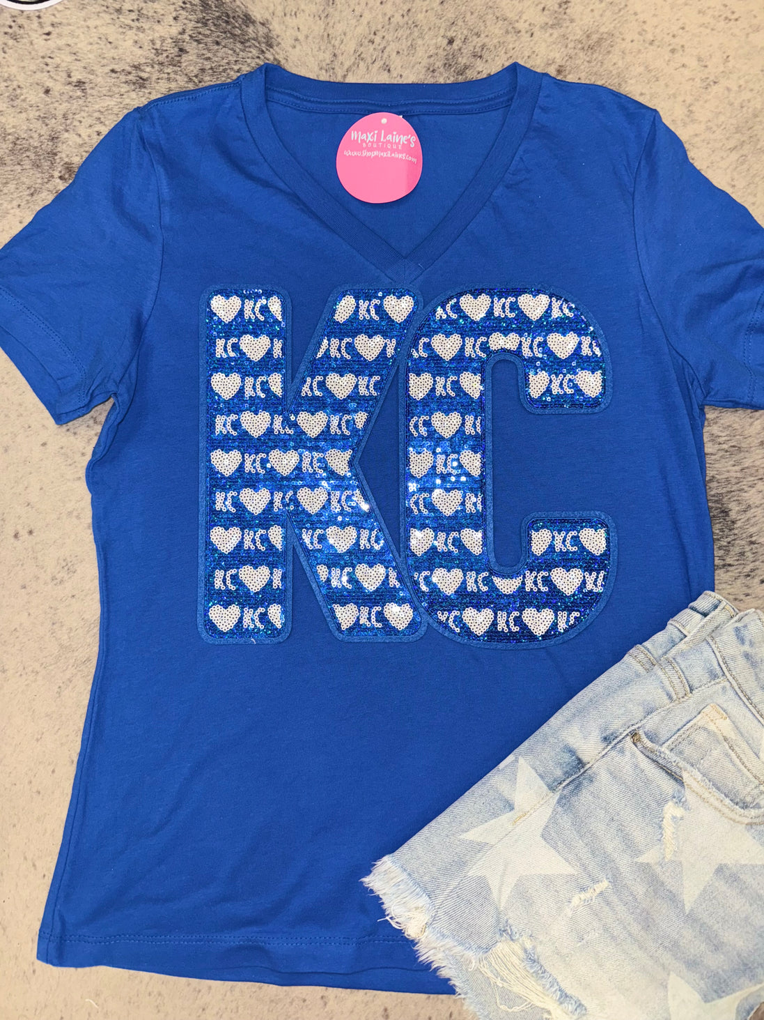 KC Heart Royals V-Neck Tee