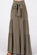 Tiered Wide Leg Pant (Olive)