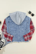 Load image into Gallery viewer, Hooded Plaid and  Denim Jacket
