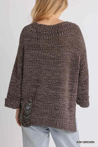 Ash Brown Distressed Sweater