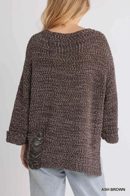 Ash Brown Distressed Sweater