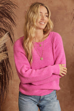 Load image into Gallery viewer, Hot Pink Crochet Back Sweater

