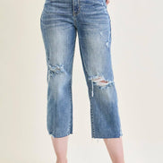 JUDY BLUE High Waisted w/ Destroy Crop Wide Leg