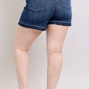 JUDY BLUE High Waisted Tummy Control Destroy Release Hem Shorts - PLUS