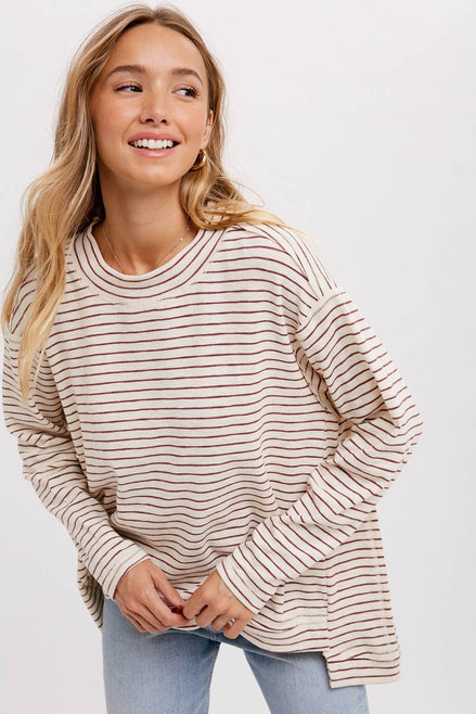 CREWNECK  SLOUCHY STRIPE TOP