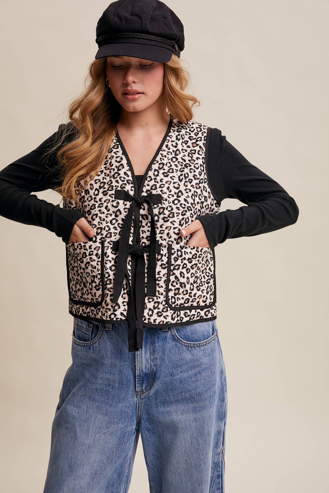 Leopard Print Quilted Vest