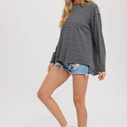CREWNECK  SLOUCHY STRIPE TOP