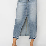 Gia Front Opening Risen Denim Maxi Skirt