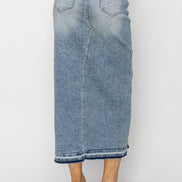 Gia Front Opening Risen Denim Maxi Skirt