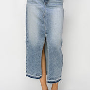 Gia Front Opening Risen Denim Maxi Skirt