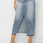 Gia Front Opening Risen Denim Maxi Skirt