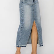 Gia Front Opening Risen Denim Maxi Skirt