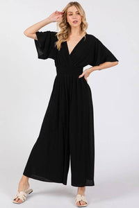 Heavy Gauze Smocked Waist Jumpsuit - VNJU16605F